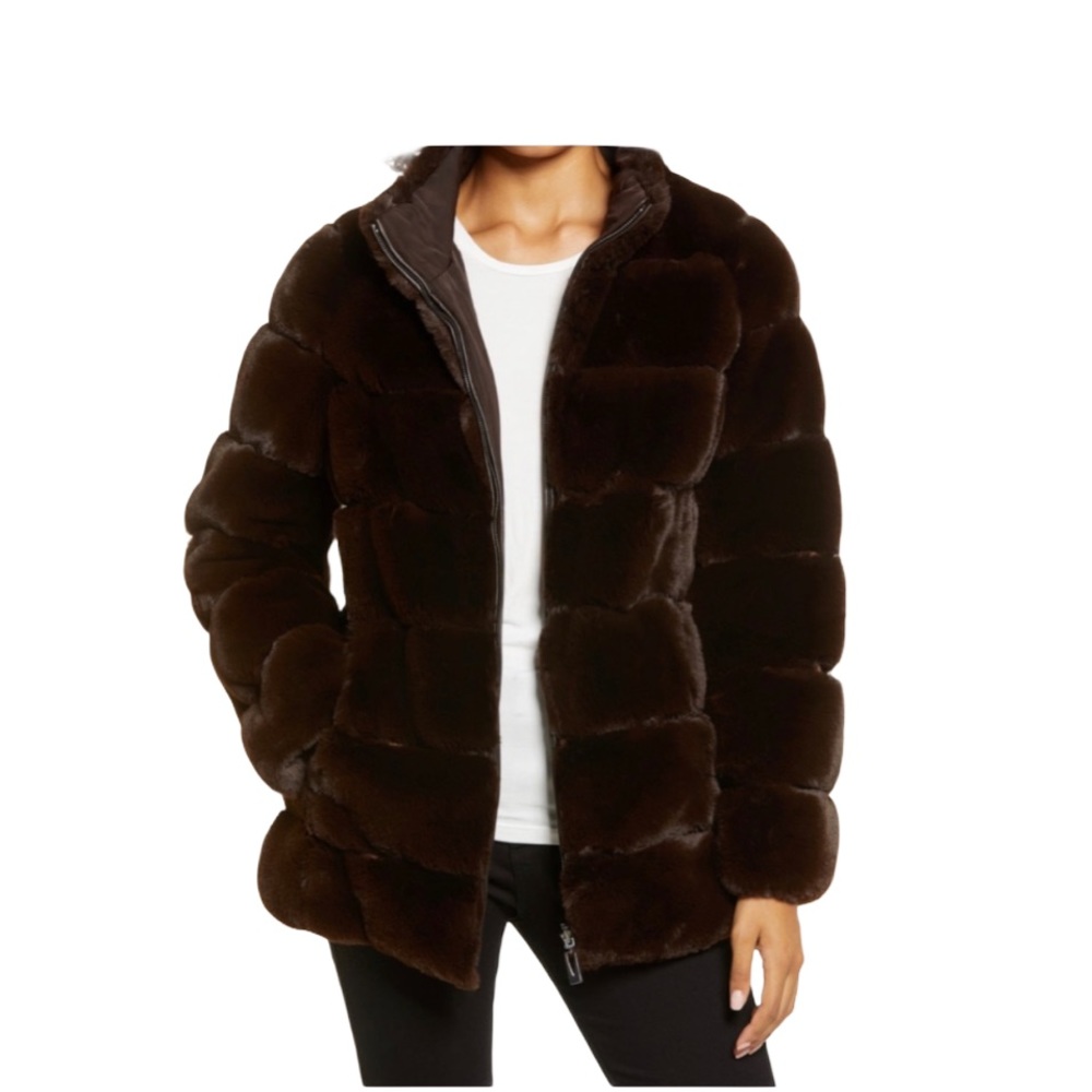 VIA SPIGA NWT Eggplant Faux Fur Reversible Jacket